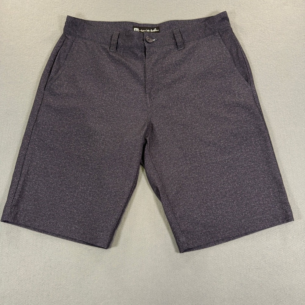 Travis Mathew Mens Golf Shorts Navy Blue Heathered Stretch Size 34
